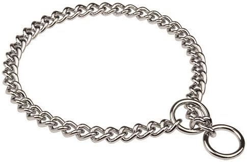 Herm Sprenger Chrome Plated Short Link Chain Collar with Round Chain - 4 mm x 26 inches
