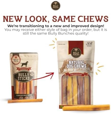 Bully Bunches All Natural 12" Standard Braided Bully Sticks - Odour Free, Rawhide Free, Chemical Free - Safe, Long Lasting Thick Beef Dog Chews - Fully Digestible Treat for Small and Medium Dogs, 6 Pk