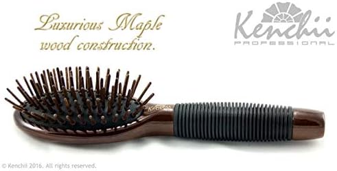 Kenchii Pet Grooming Wooden Pin Brush for Dogs And Cats - Solid Wood, Non Slip Grip Detangling and Shedding Brush for Long or Short Haired Pets