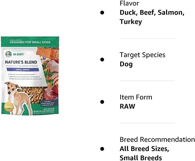 Dr. Marty Nature's Blend Adult Small Breed Freeze-Dried Raw Dog Food 16 oz, 1 Pound (Pack of 1)