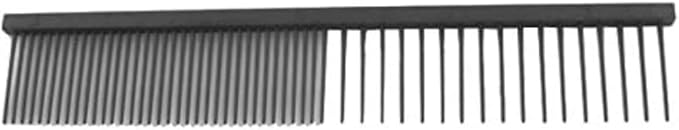 GROOM PROFESSIONAL Black Anti Static Fine/Coarse Dog Comb - Half Coarse/Half Fine Teeth Grooming Comb for Dogs - Pet Hair Comb - Teflon Coating to Reduce Static - 20cm Length
