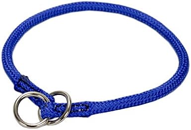 Braided Round Raised Nylon Dog Choke Collar 3/8" x 18", Royal Blue