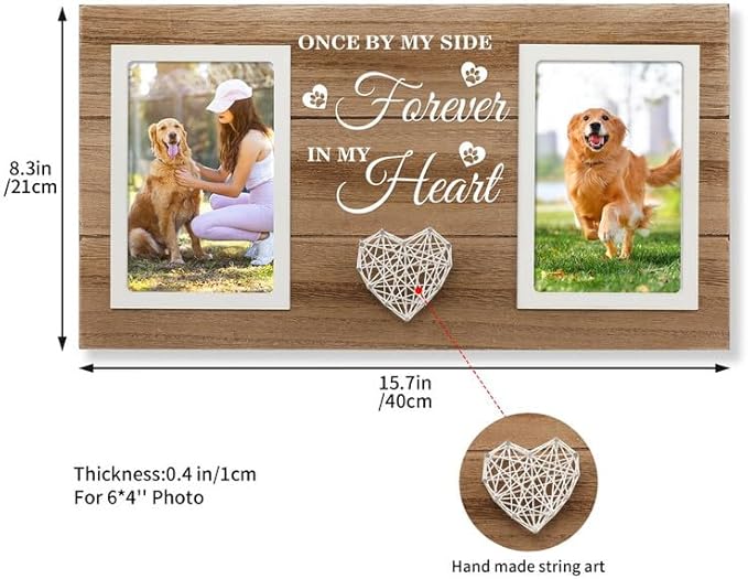 Dog Memorial Gifts for Loss of Dog - Pet Memorial Gifts for Dogs Cats - Cat Dog Memorial Picture Frame, Passing Away Gift for Dog Cat Sympathy Gift Photos Frame Double 4x6 IN