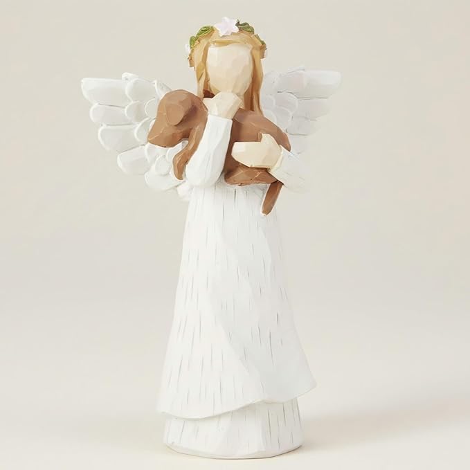 Angel of Friendship Dog Memorial Figurine with Rainbow Bridge Bracelet, 4.9 Hand-Painted Resin Statue, Pet Sympathy Gift for Loss of Dog