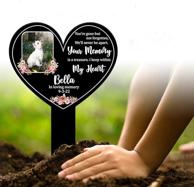Personalized Dog Memorial Stake Custom Dog Cat Photo Pet Cemetery Decor Metal 12x12 inch Pet Grave Marker Dog Loss Gift Sympathy Gift for Dog Lover (Style 35)