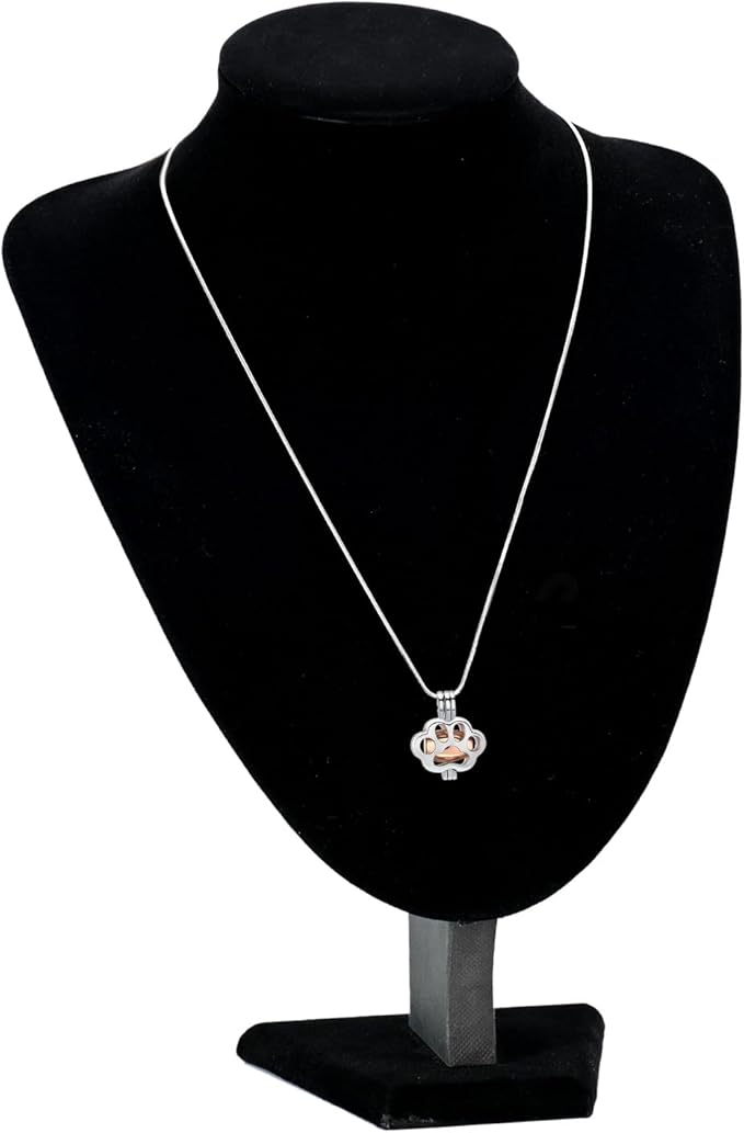 Pet Cremation Jewelry for Ashes Paw Memorial Locket Urn Necklace Keepsake Cremation Jewelry for Dog/Cat (Silver-Rose)