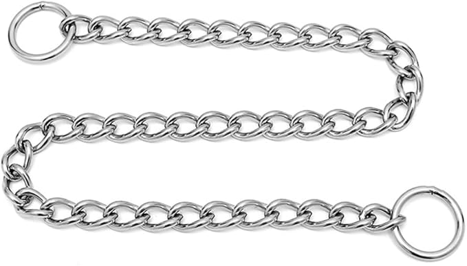 Chain Collar for Dogs,Silver Stainless Steel Training Slip P Choke Puppy Chains Link Martingale Collars for XXS XS Small Medium Large Breed Dogs, L