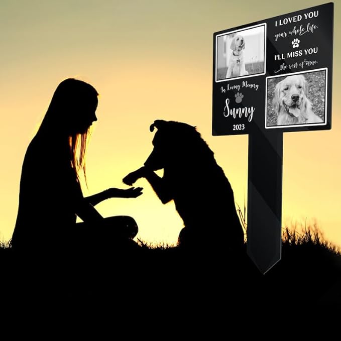 Personalized Dog Memorial Stake In Loving Memory Custom Dog Cat Photo Metal 12x12 inch Pet Grave Marker Dog Loss Gift Sympathy Gift for Dog Lover (Style 32)
