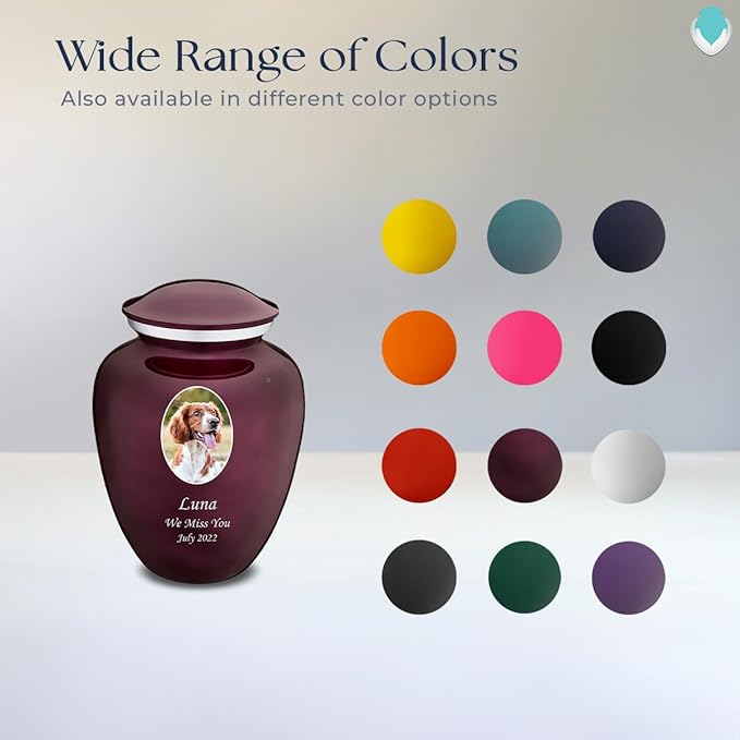 Geturns Embrace Personalized Picture Urn for Small Pets I Cherry Purple Photo Cremation Urns for Dogs and Cats I 44 lbs