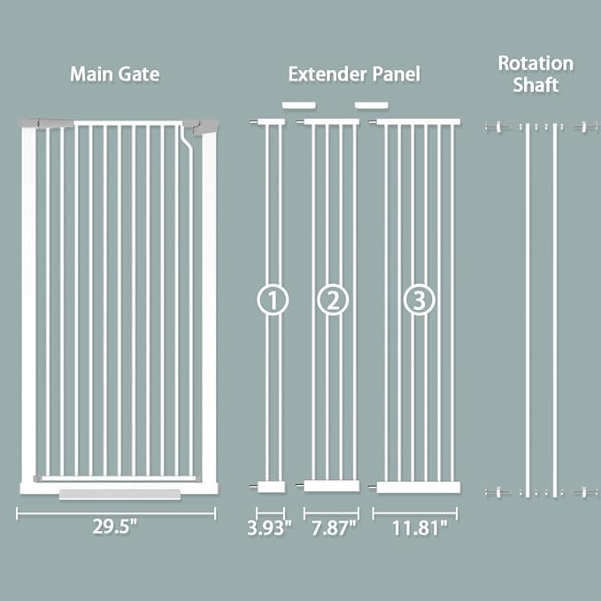 51.18" Tall Extra Tall Pet Gate Dog Door, Auto Close Safety Gates for Kitchen Living Room Doorways Hallway,Indoor Pet Gates for Dogs or Cats(Black) (White, 29.6-40.5")