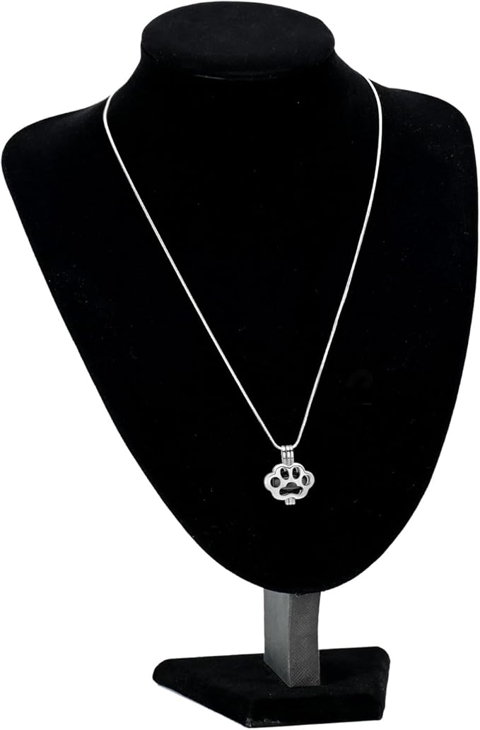 Pet Cremation Jewelry for Ashes Paw Memorial Locket Urn Necklace Keepsake Cremation Jewelry for Dog/Cat (Silver-Black)
