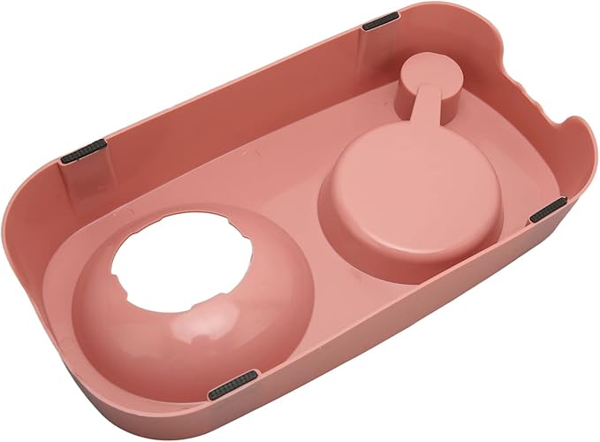 Pet Water Food Bowls - PP Raised Detachable Automatic Water Feeder - Pets Water and Food Bowl Set, Strainer Design, Protection from Dust for Small Medium Cat Dog (Pink)