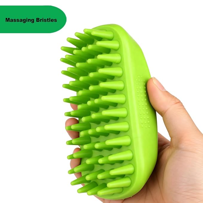 Rubber Curry Brush for Dog, Soft Curry Comb with Long Pins, Pet Silicone Brush for Short & Long Hair, Use Wet as Bath Scrubber or Dry for Grooming