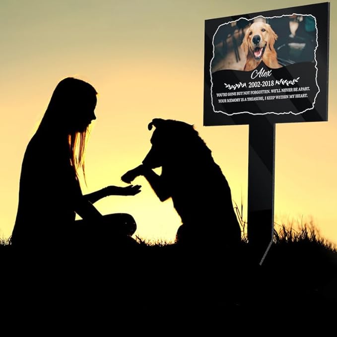 Personalized Dog Memorial Stake Custom Dog Cat Photo Keepsake Garden Decor Metal 8x8 inch Pet Grave Marker Pet Loss Gift Sympathy Gift (Style 34)