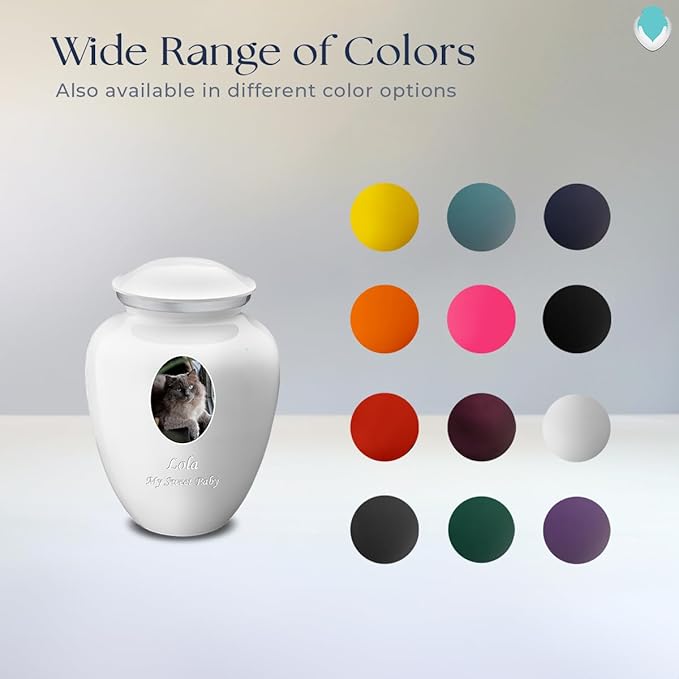 Geturns Embrace Personalized Picture Urn for Small Pets I White Photo Cremation Urns for Dogs and Cats I 44 lbs