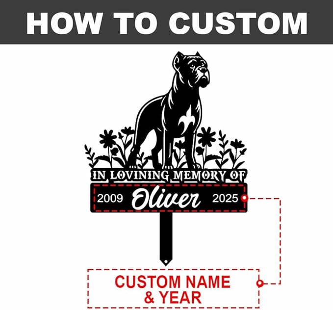 Custom Pet Grave Markers Dog Memorial Plaque, Memorial Yard Garden Outdoor Decor, Waterproof Metal Dog Grave Markers for Loss of Pets, Personalized Sympathy Remembrance Gift