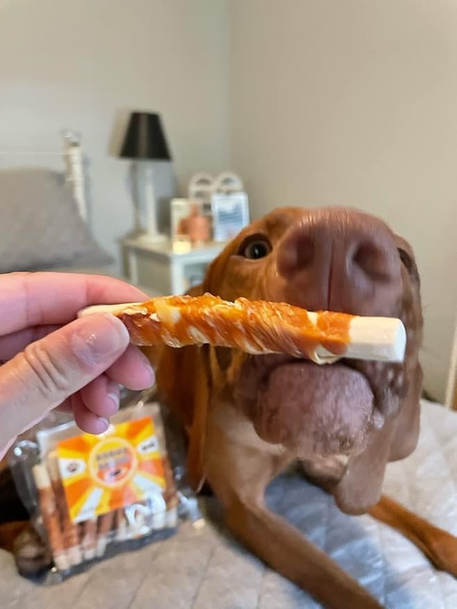 Rena's Recipe Chicken Wrapped Biscuit Twists Dog Treats – Crunchy Biscuit Sticks Wrapped with Real Chicken, High Protein Dog Treats with Glucosamine for Joint Support, 8 oz