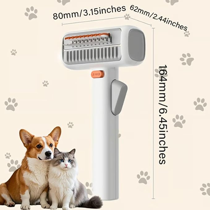 2-in-1 Pet Self-Detangling & Grooming Comb - Professional Deshedding Tool for Dogs & Cats - Gentle Undercoat Rake & Brush for Long or Short Hair, Removes Mats, Tangles & Loose Fur (1 PCS)