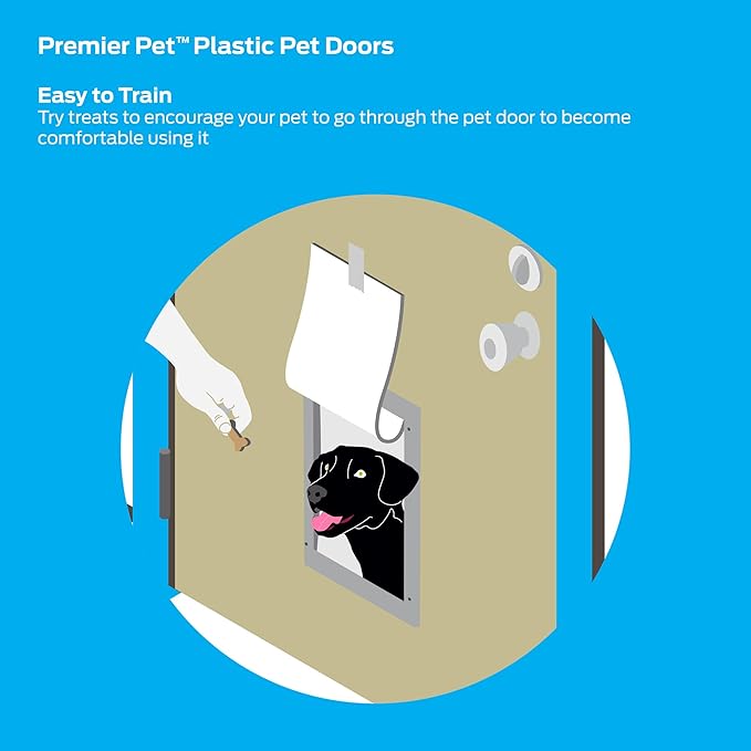 Premier Pet Plastic Pet Door - Provides Independent Access - Durable Plastic Frame with Magnetic Closure - Energy Efficient Design - Easy DIY Installation - Large