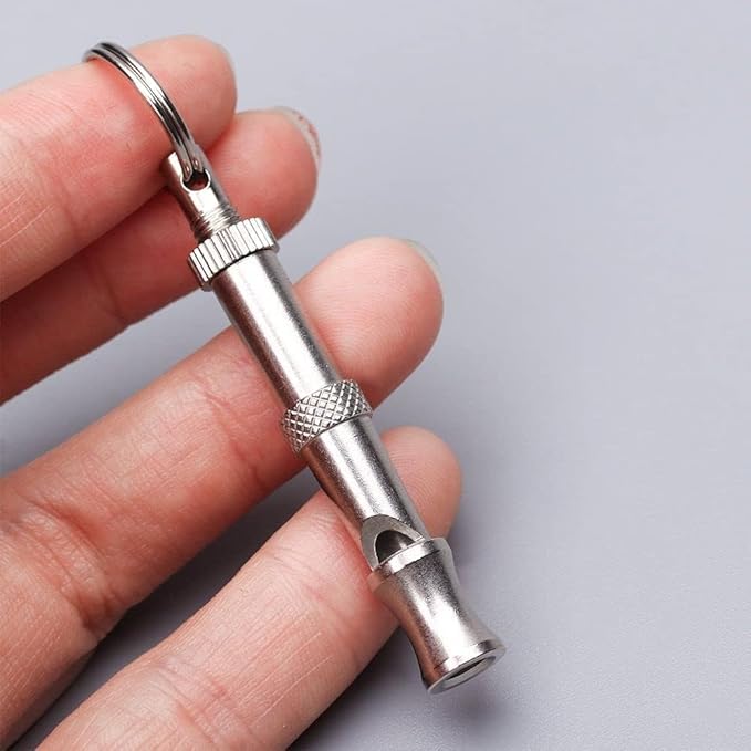 Silver Adjustable Ultrasonic Dog Whistle, Portable Whistle Pet Whistle Supersonic Whistle Dog Whistles for Pet Training, Training and Behavior Aids, Dog Whistle Training, Dog Whistles