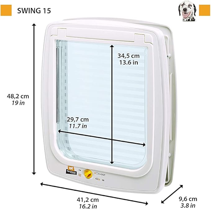 Ferplast Pet Door for Cats and Dogs Swing 15, Cat Flap for All Pets, Fast Installation, Four-Way controllable Entry and exit- Large - Brown