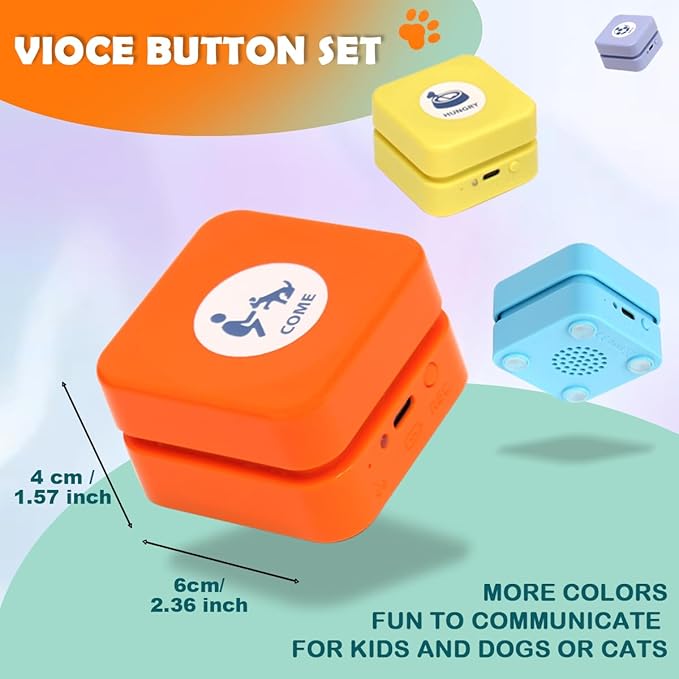 Rechargeable Dog Buttons for Communication Starter Pack,Training Dogs Talk Buttons Set Voice Recordable Gifts Funny for Study Office Home 6 Counts