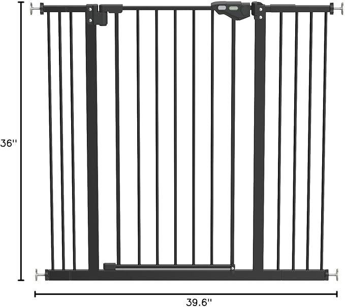InnoTruth 36" Tall Baby Gate for Dogs, 29-39.6” Auto Close Safety Gate Crafted for Child Protection with 2.24" Slots, Dual-Lock Safety Design and Wall-Friendly, Black