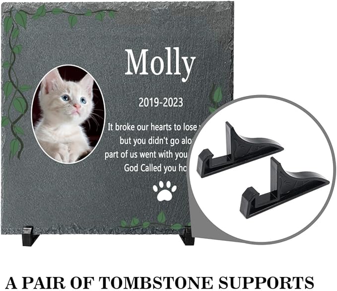 Cat Memorial Garden Stone Personalized, Personalized Pet Memorial Stone Gift with Photo, Customized Pet Memorial Gifts for Loss of Dog Cat, Pet Grave Marker Headstone