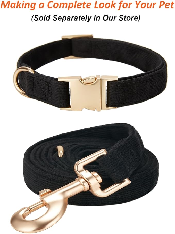 Soft Cotton Dog Leash, 5 Ft Heavy Duty Corduroy Dog Leashes with Gold Metal Hook for Small Medium Large Dogs,Small,Black
