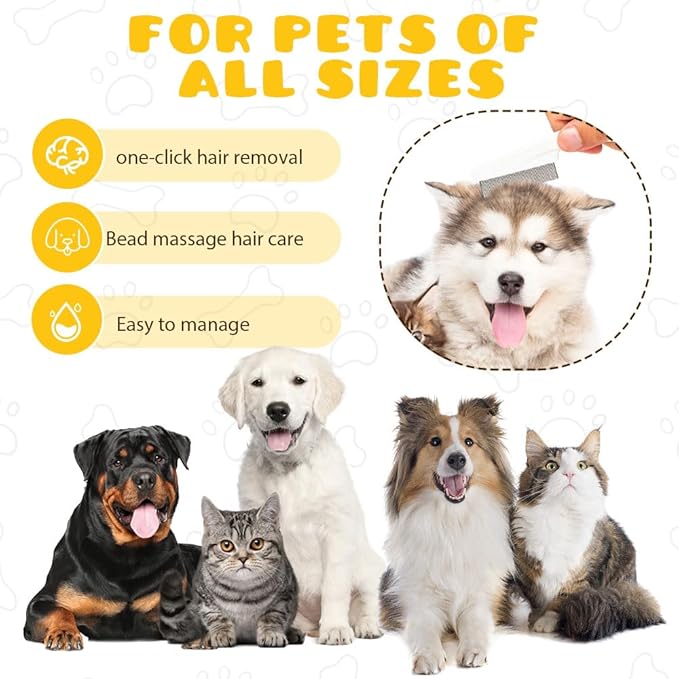 Multifunctional Pet Comb,2 Pack Pet Hair Comb Tear Stain Removal,Eye Comb for Dogs and Cats,2 in 1 Massage Dual-Sided Comb for Knots Crust Floating Hair Tangle Fleas (Pink)