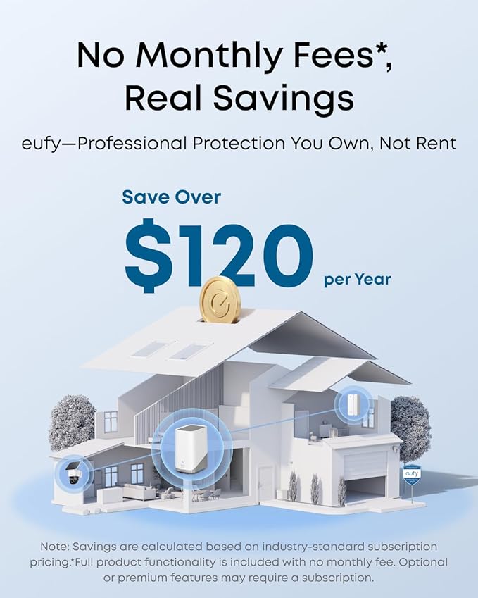 eufy Security 4K Indoor Camera E30-No Subscription,Work as Pet Camera,Nanny/Baby Monitor,360ยฐ Pan&Tilt,AI Auto Tracking,AI Detection,24/7 Recording,Color Night Vision,Two-Way Audio,Works with HomeKit