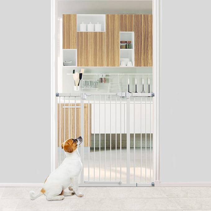 Kinfant 41'' Baby Gate for Stairs, Dog Gate Indoor, Extra Tall Pressure Mounted Baby Gate, Walk Thru Child Gate with Door, Fits Between 29.1" and 44.9" Child Safety Gate, Easy Assembly