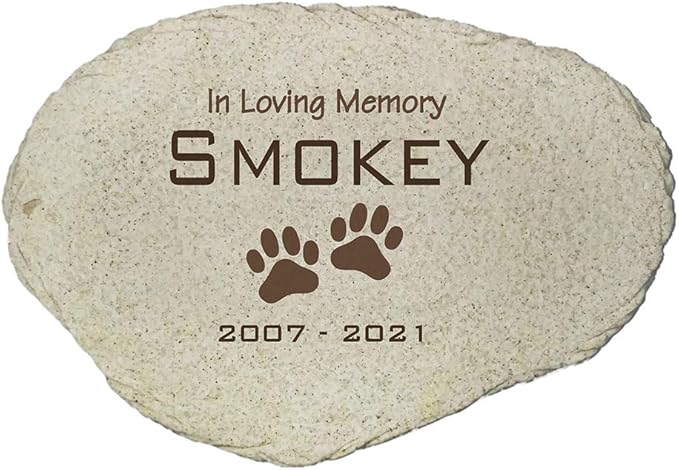 GiftsForYouNow in Loving Memory Personalized Pet Memorial Garden Stone, UV Resin Stone, Flat Design, Measures 11.25" W x 7.75" H, Paw Print Memorial, Dog Headstone, Loss of Dog