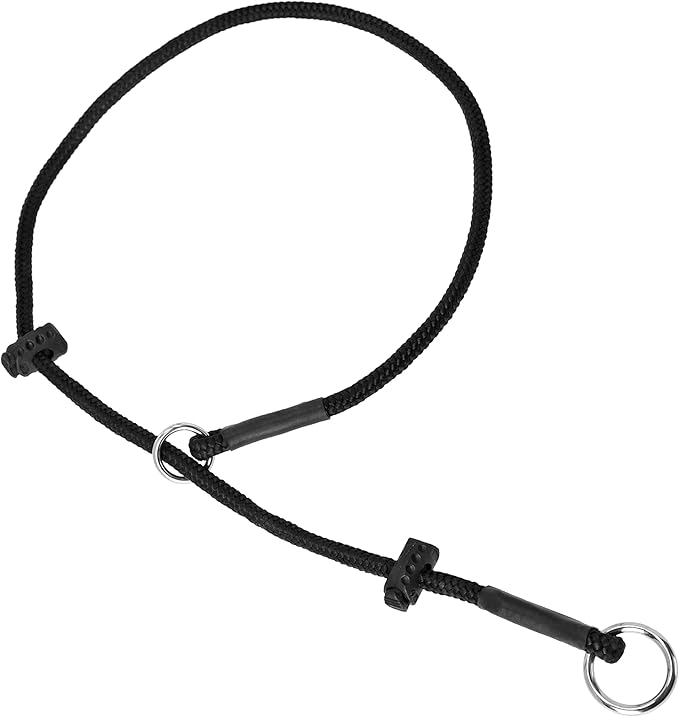 Dingo Gear Dog Choke Collar Hand Sewn Strong Polypropylene Braided Cord Two Limiters Waterproof Choker for K9 Training IGP Agitation Bite Work Obedience 2XL - Black (S04051)