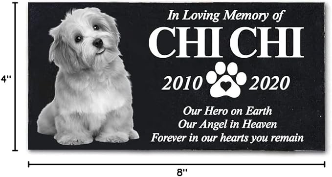 Personalized Pet Memorial Stone, Custom Black Granite Headstone for Dog & Cat, Cremation Tombstone, Pet Cemetery Garden Memorial Stone