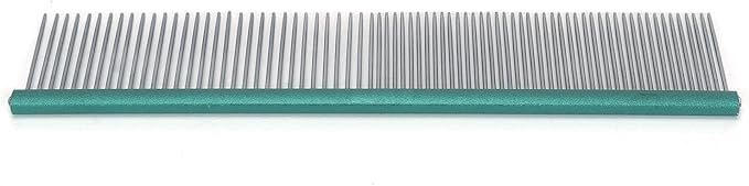 Pet Steel Comb Dogs and Cats, Professional Dog Grooming Comb For Shedding Tangles Knots, Pet Dematting Comb with Rounded Teeth and Non Slip Grip Handle for Long Haired Breeds(Green 13cm/5.1in)