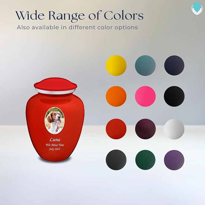 Geturns Embrace Personalized Picture Urn for Small Pets I Bright Red Photo Cremation Urns for Dogs and Cats I 44 lbs