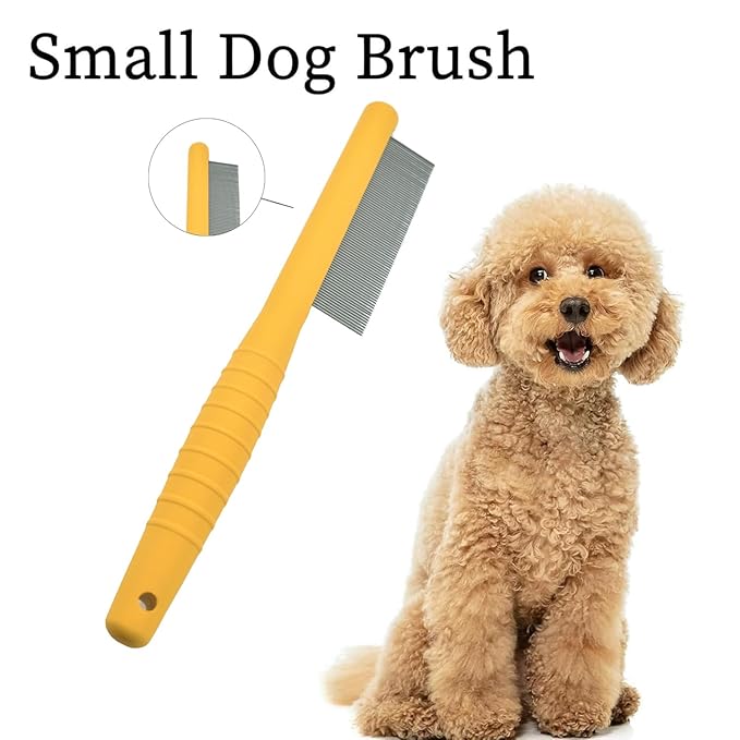 Small Dog Grooming Comb - Perfect for Shih Tzus, Yorkies, and Maltipoos - Ideal Puppy Hair Brushes for Maltese and Small Breeds (Orange)