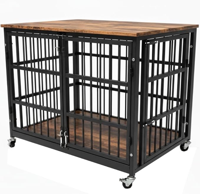 42" Dog Crate Furniture, Heavy Duty Dog Kennel Indoor for Large Dogs, Escape-Proof and Chew-Proof Wooden Dog Cage for high Anxiety Dog, Decorate House as TV Stand, End Table