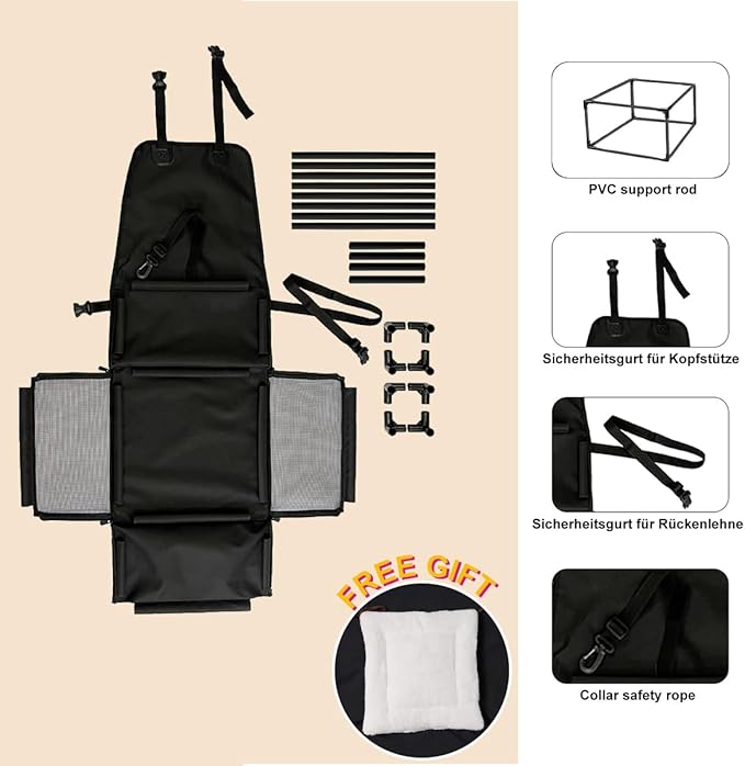 Dog Car Seats for Small Dogs,Pet Booster Seat with ,Frame Walls Extra Stable Waterproof Dog Box Car for Back and Front Seat,for Pet Up to 15 lbs