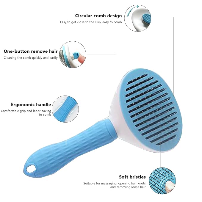Pet Grooming Brush Dogs Brush Cat Brush Dog Slicker Brush Self ing Brush Pet Shedding Tools Pet Comb for Dogs and Cat Gently Removes Loose Hair