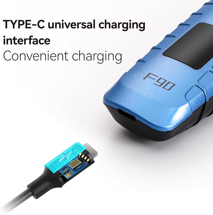 Professional Electric Dog Grooming Clippers, 2600mAh Battery, LCD Display, Type-C Charging, Silver (Blue)