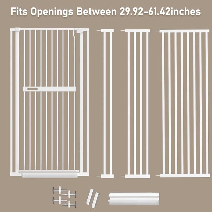 71" Extra Tall 29.92-61.42" Wide Cat Pet Gate for Doorways Indoor Proof,Dog Puppy Safety Baby Gate for Cat Pet, Pressure Mounted No Drill Walk Through Black Metal