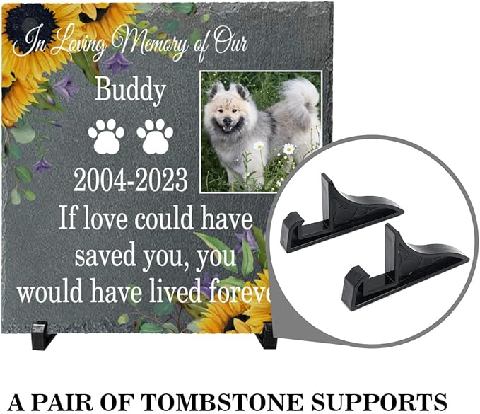 Pet Memorial Garden Stone Photo, Customized Pet Sunflowers Memorial Gifts for Loss of Dog Cat, Pet Grave Marker Headstone