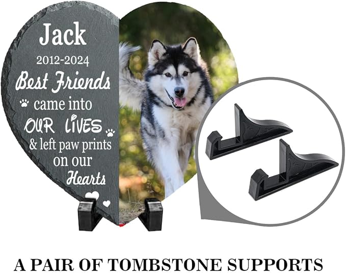 Paw Print Pet Heart Shaped Dog Memorial Stone with Photo Frame, Dog Memorial Stone, Pet Memorial Stone, Pet Grave Marker Headstone, Personalized Pet Memorial Gift, Loss of Dog Cat Sympathy Gift