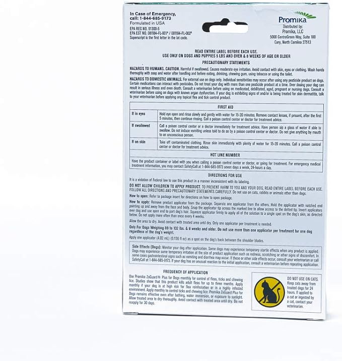 ZoGuard Plus for Dogs (89-132 lbs) 6 Month Supply, Pack of 2