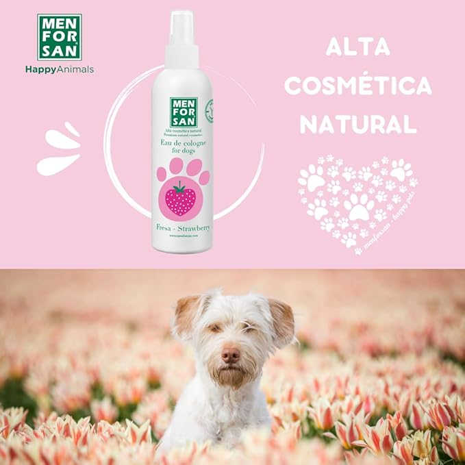 MENFORSAN Eau de Cologne Strawberry for dogs 100% Natural, Vegan-Friendly, Alcohol Free