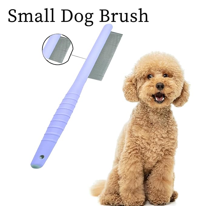 Small Dog Grooming Comb - Perfect for Shih Tzus, Yorkies, and Maltipoos - Ideal Puppy Hair Brushes for Maltese and Small Breeds (Purple)