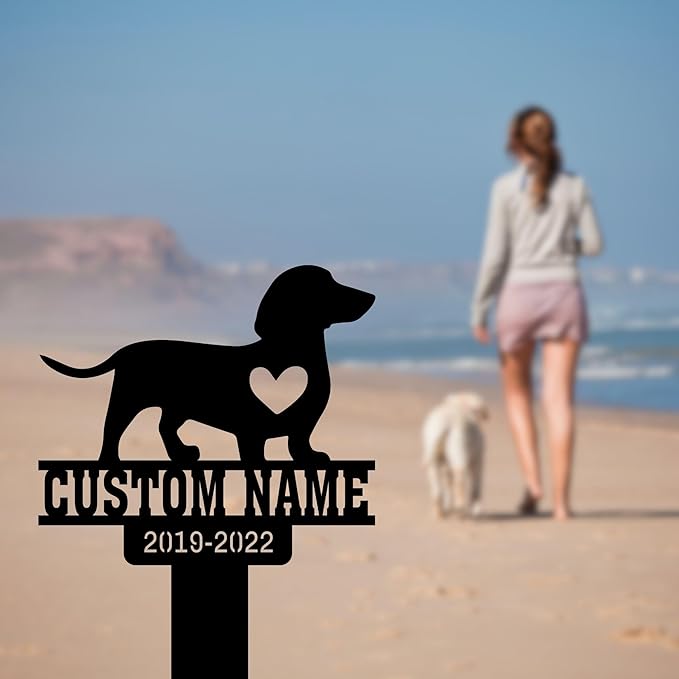 Grave Marker for Dogs Personalized, Memorial Metal Plaques, Pet Cross Stake for Outdoors, Dachshund Memorial, Temporary Grave Marker for Dogs, Pet Loss Gifts