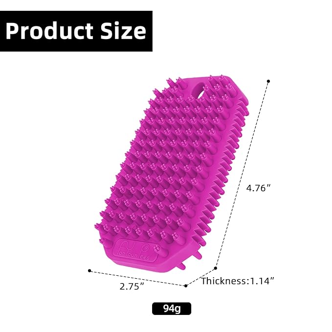 Rose Red 3-in-1 Double Sided Pet Bath Brush Dog Washing Brush Fine Pin Cat Deshedding Brush with Massage Pin Pet Grooming Tool for Dogs and Cats Remove Loose Hair Deep Cleansing